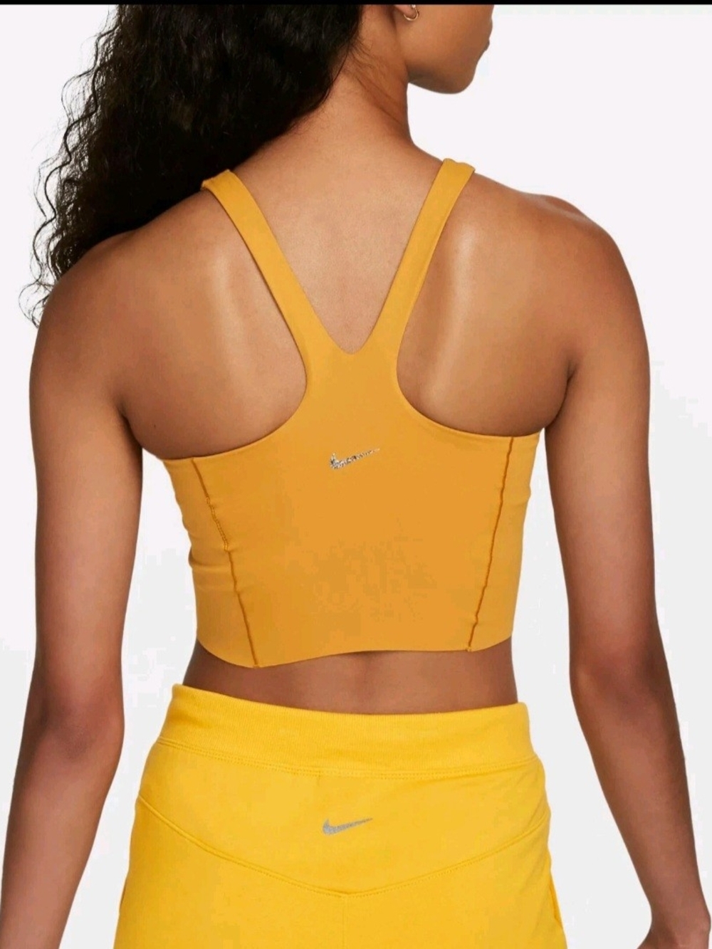 3 For $30😃 Nike Yoga Dri-Fit Lux Cropped High Neck Top Sports Bra In Gold Suede - Picture 4 of 9